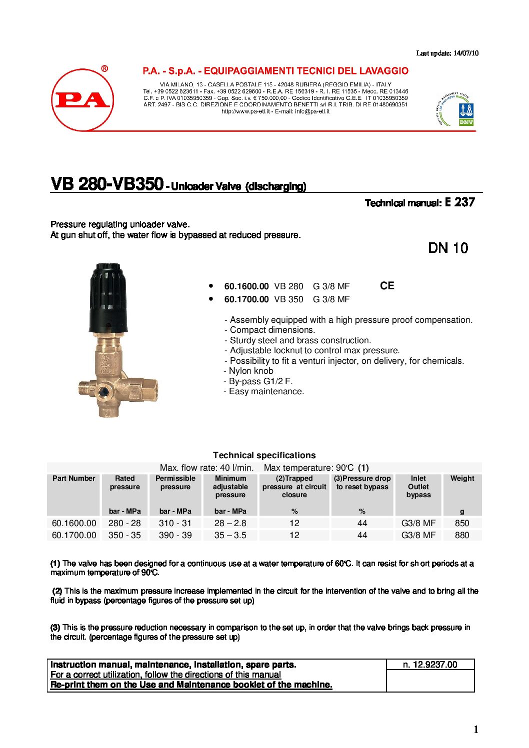 PA VB350 Unloader technical manual