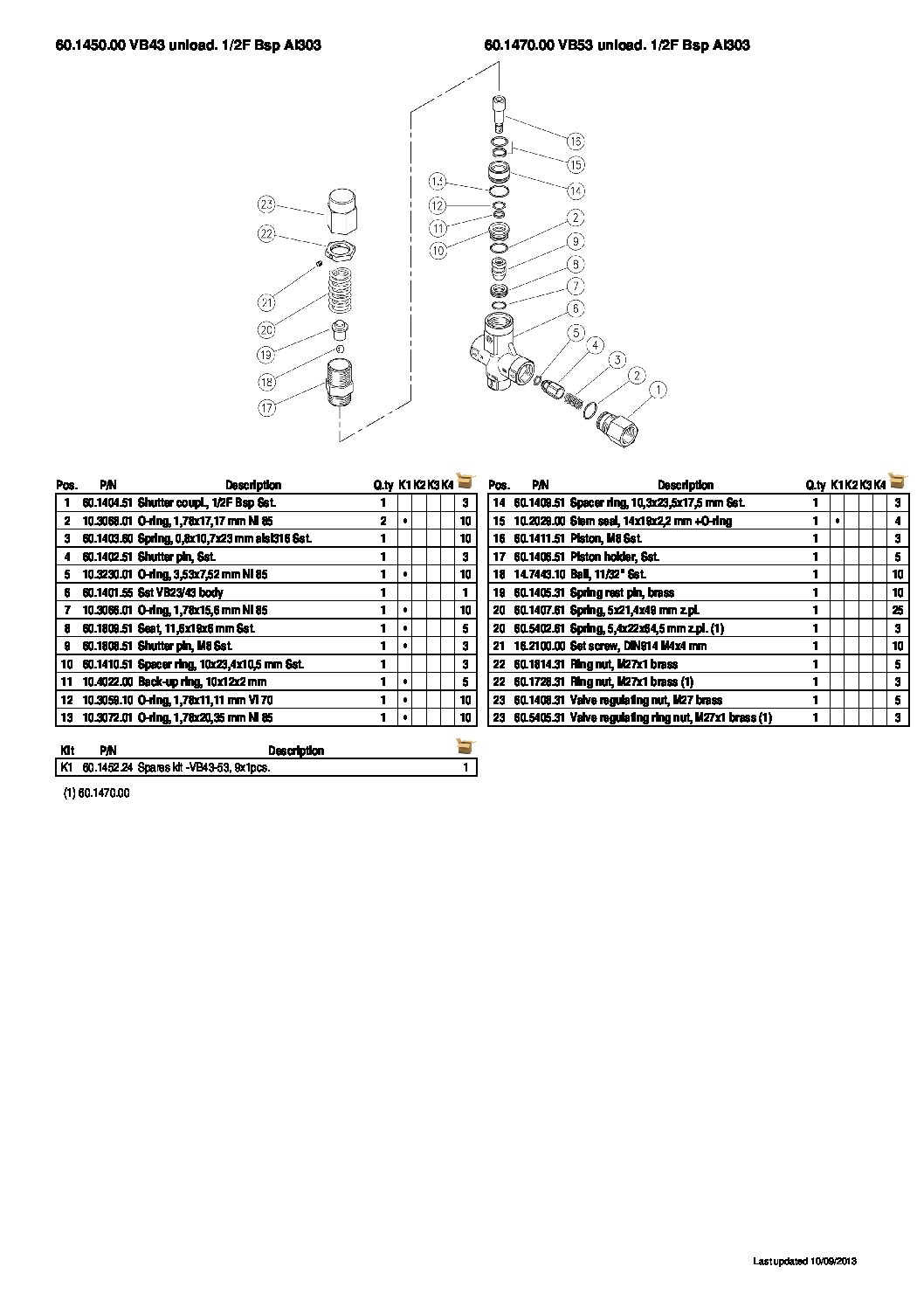 PA VB43 & VB53 Unloader parts breakdown