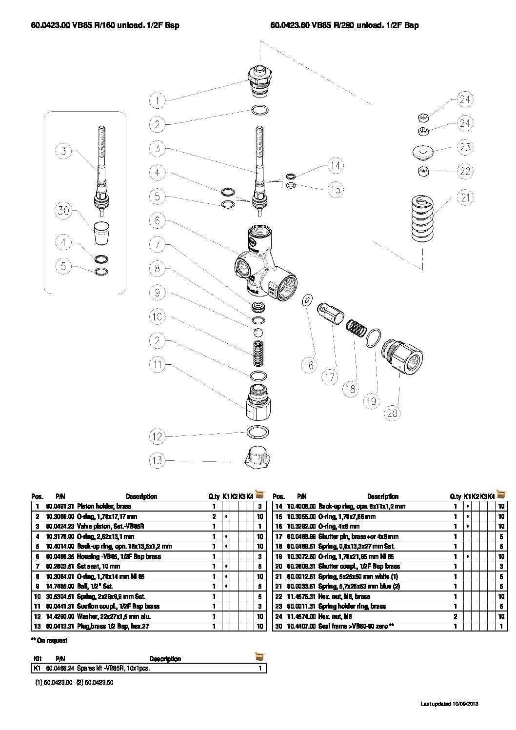 PA VB85 R Unloader parts breakdown