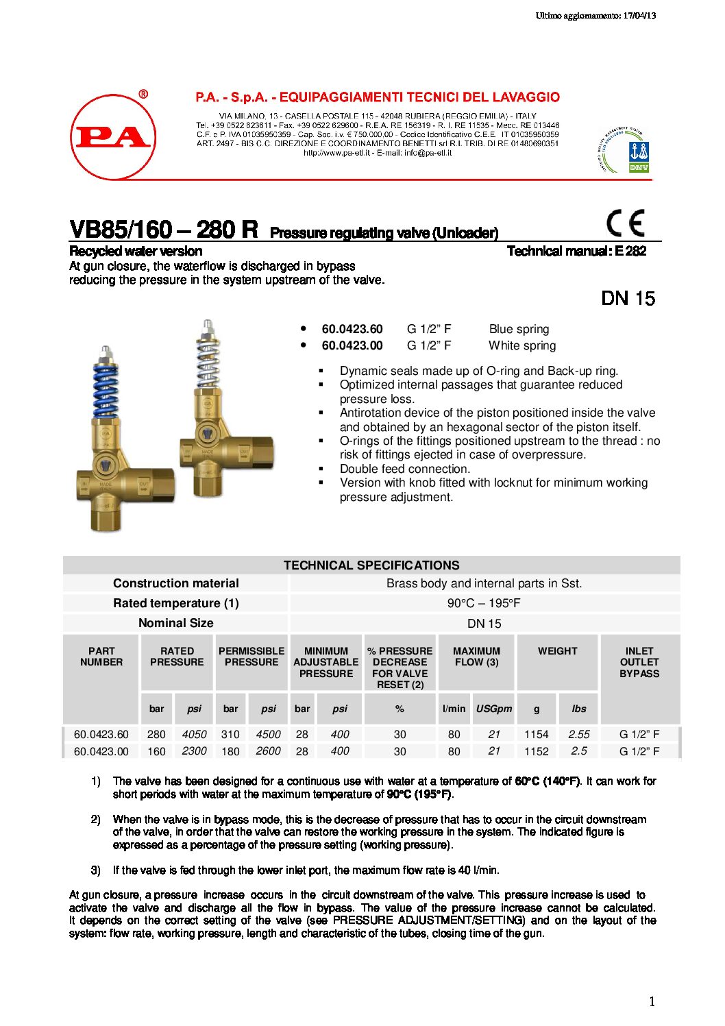 PA VB85 R Unloader technical manual