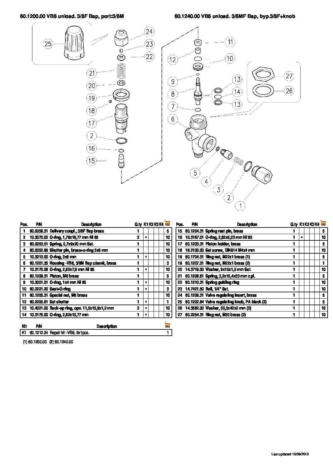 PA VB8 Unloader parts breakdown