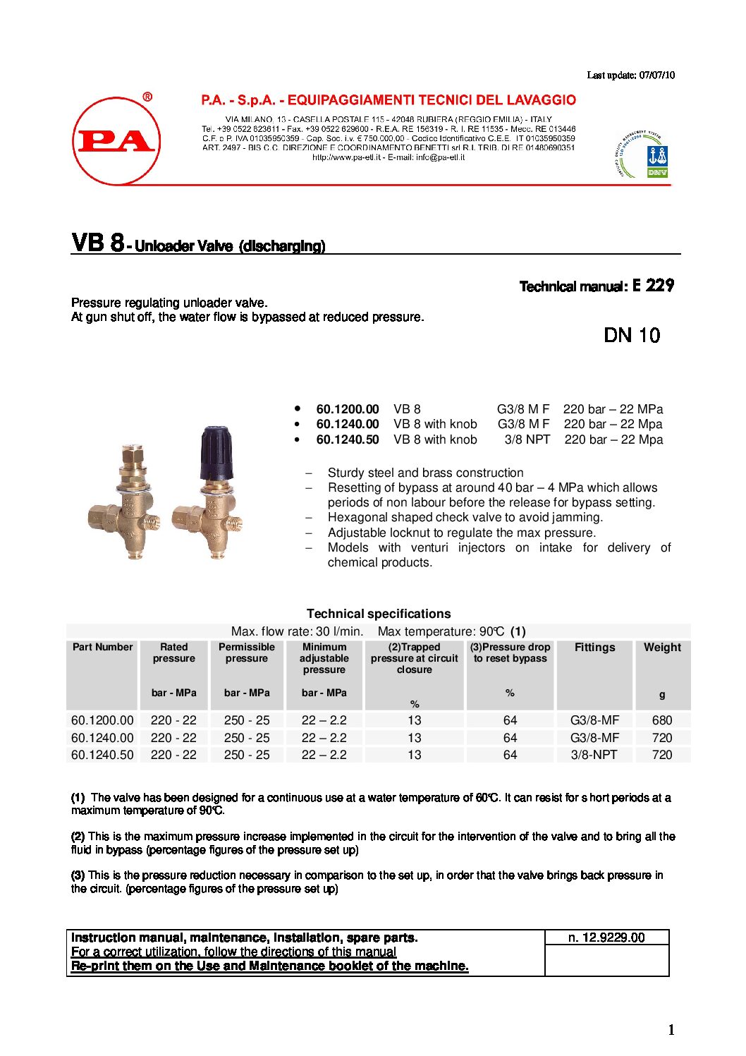 PA VB8 Unloader technical manual