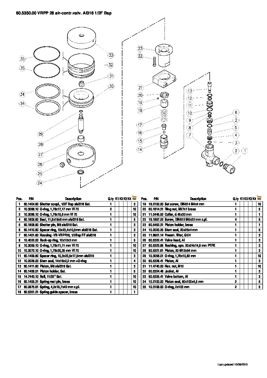 PA VRPP26 safety valve parts breakdown