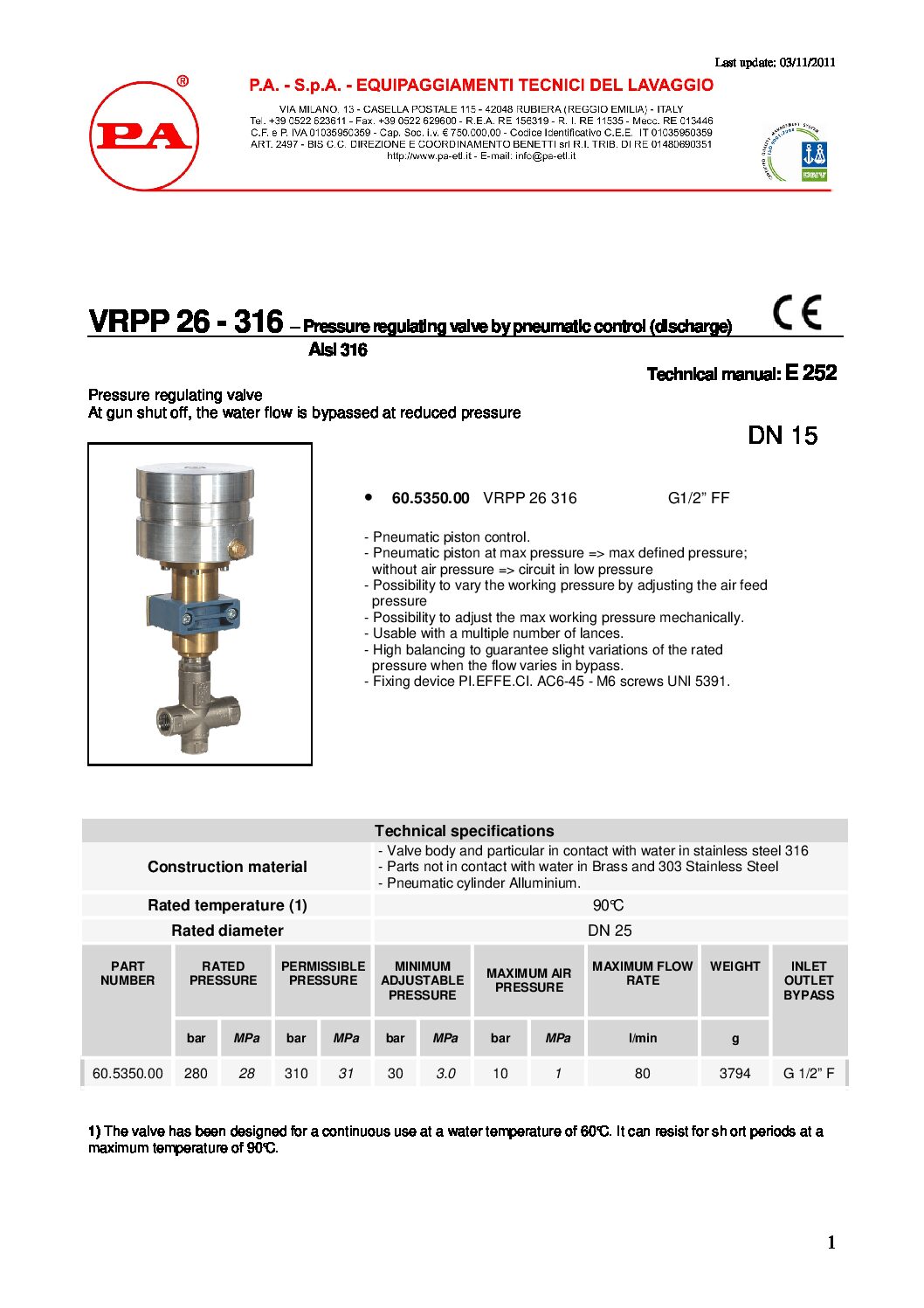 PA VRPP26 safety valve technical manual