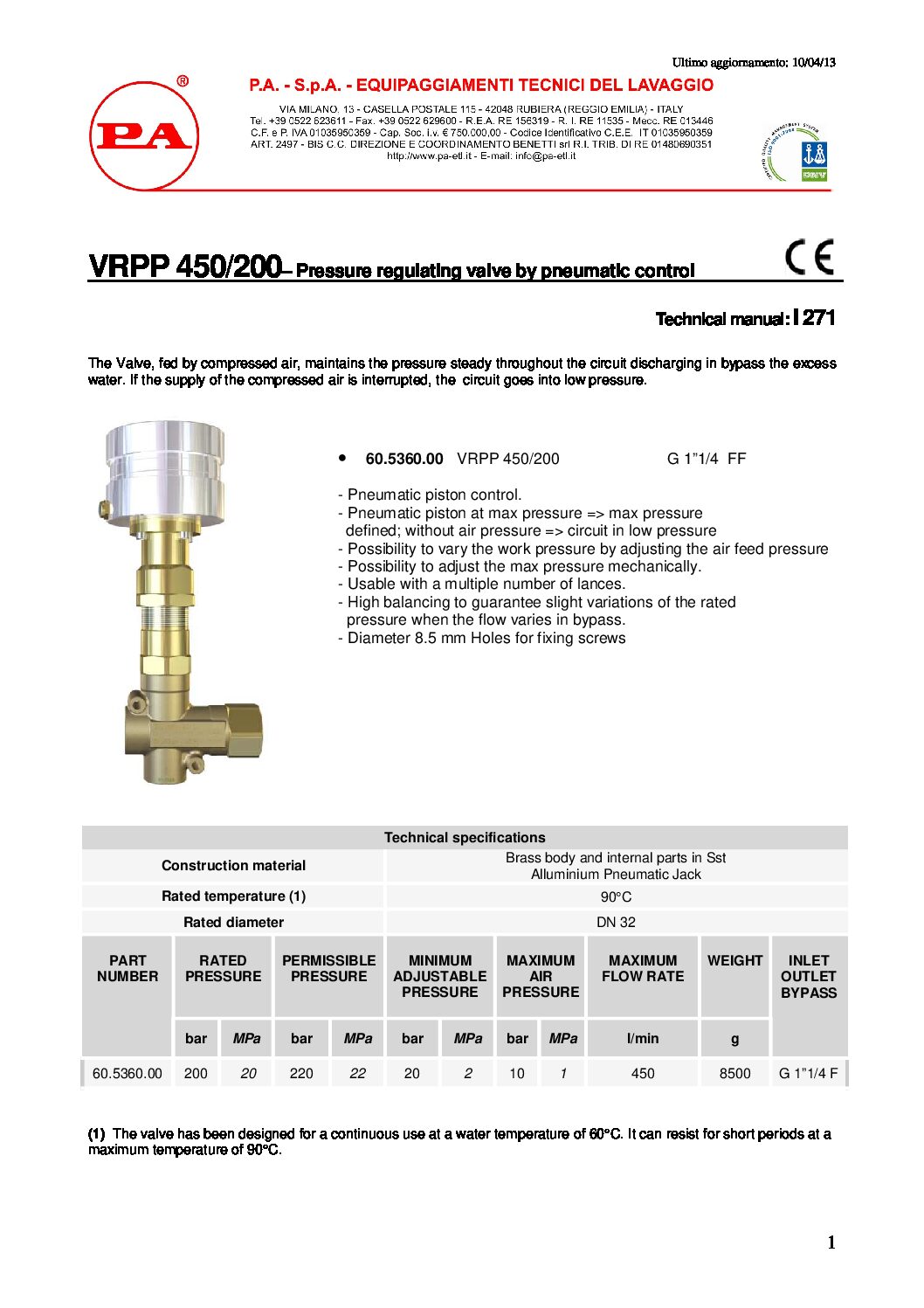 PA VRPP450 safety valve technical manual