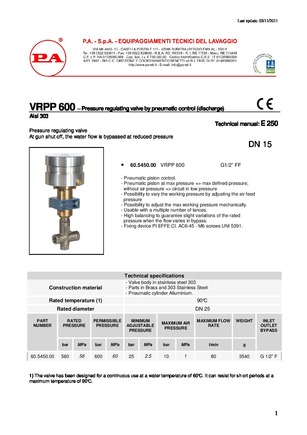 PA VRPP600 safety valve technical manual