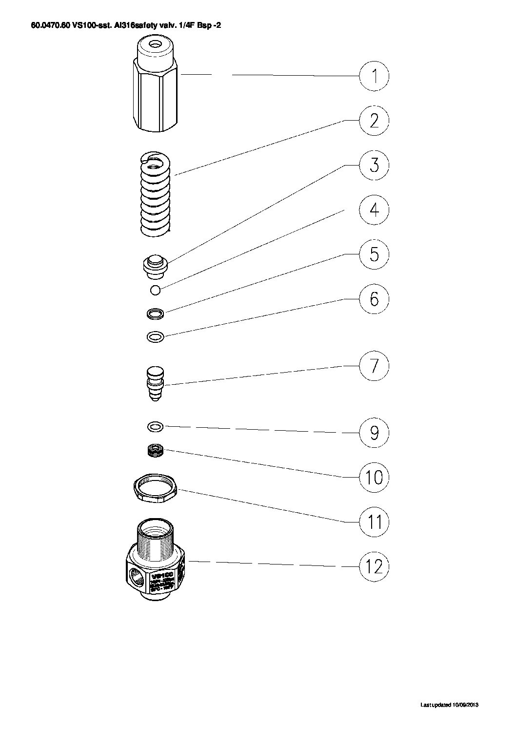 PA VS100 safety valve parts breakdown