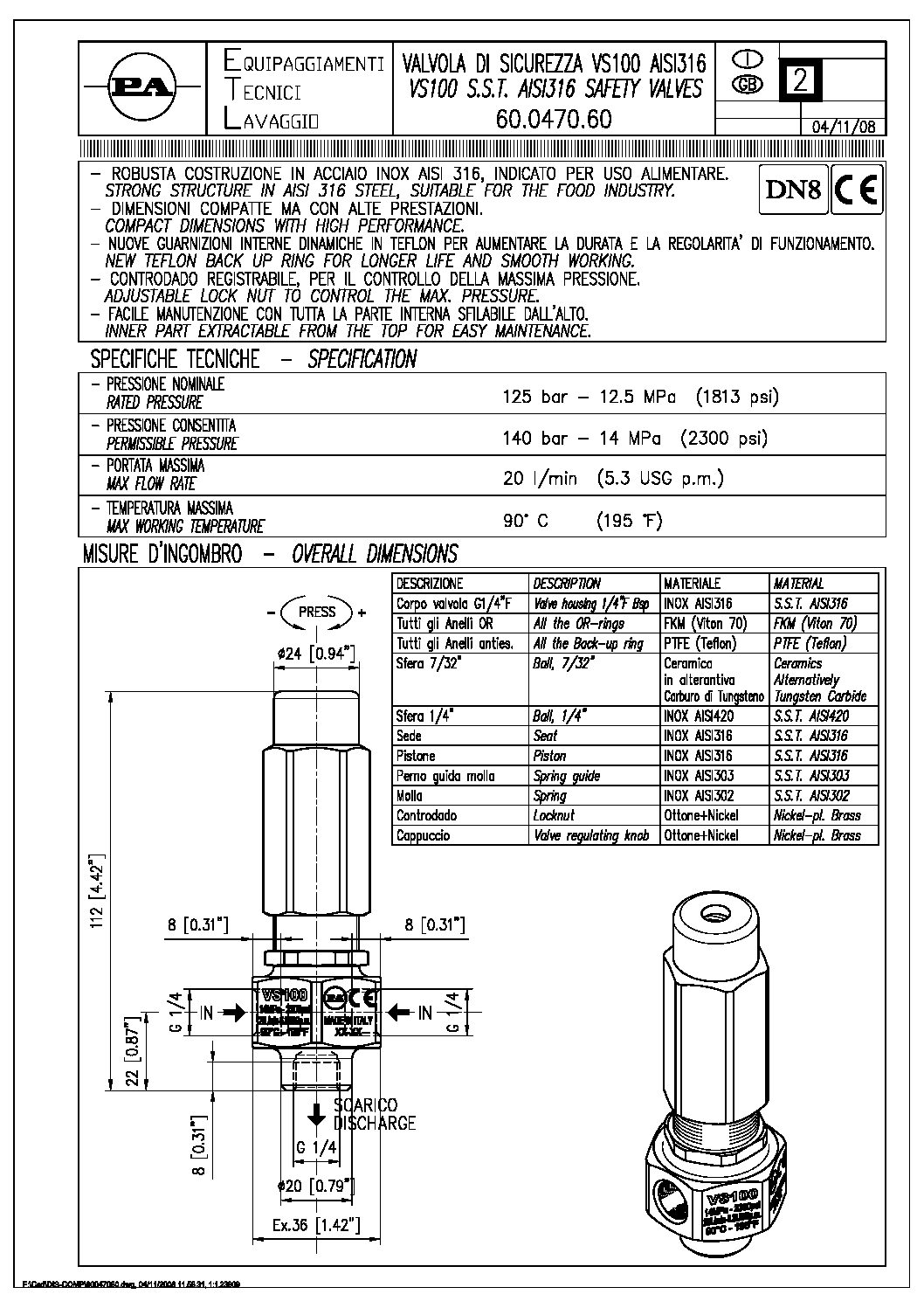 PA VS100 safety valve technical manual