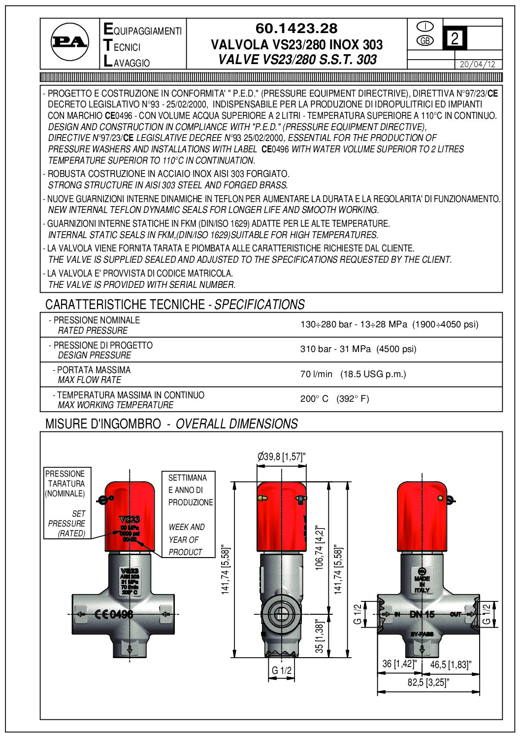 PA VS23 safety valve technical manual