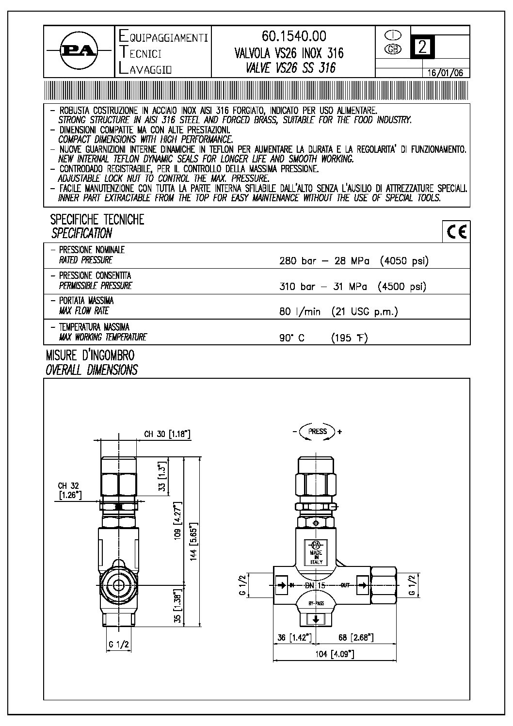 PA VS26 safety valve technical manual