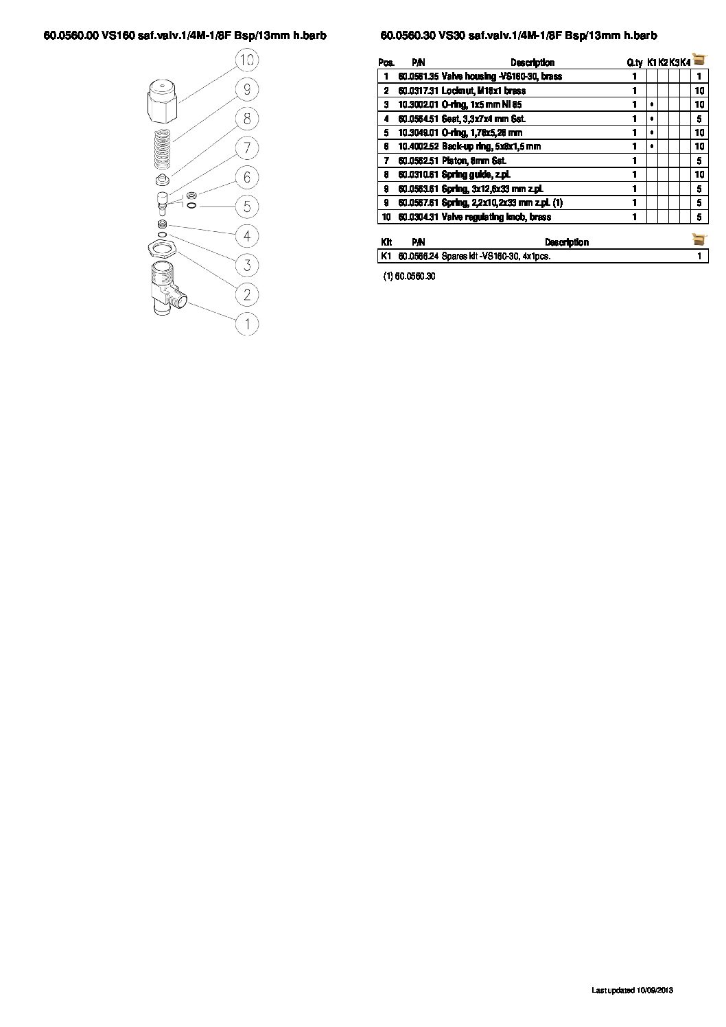 PA VS30 safety valve parts breakdown