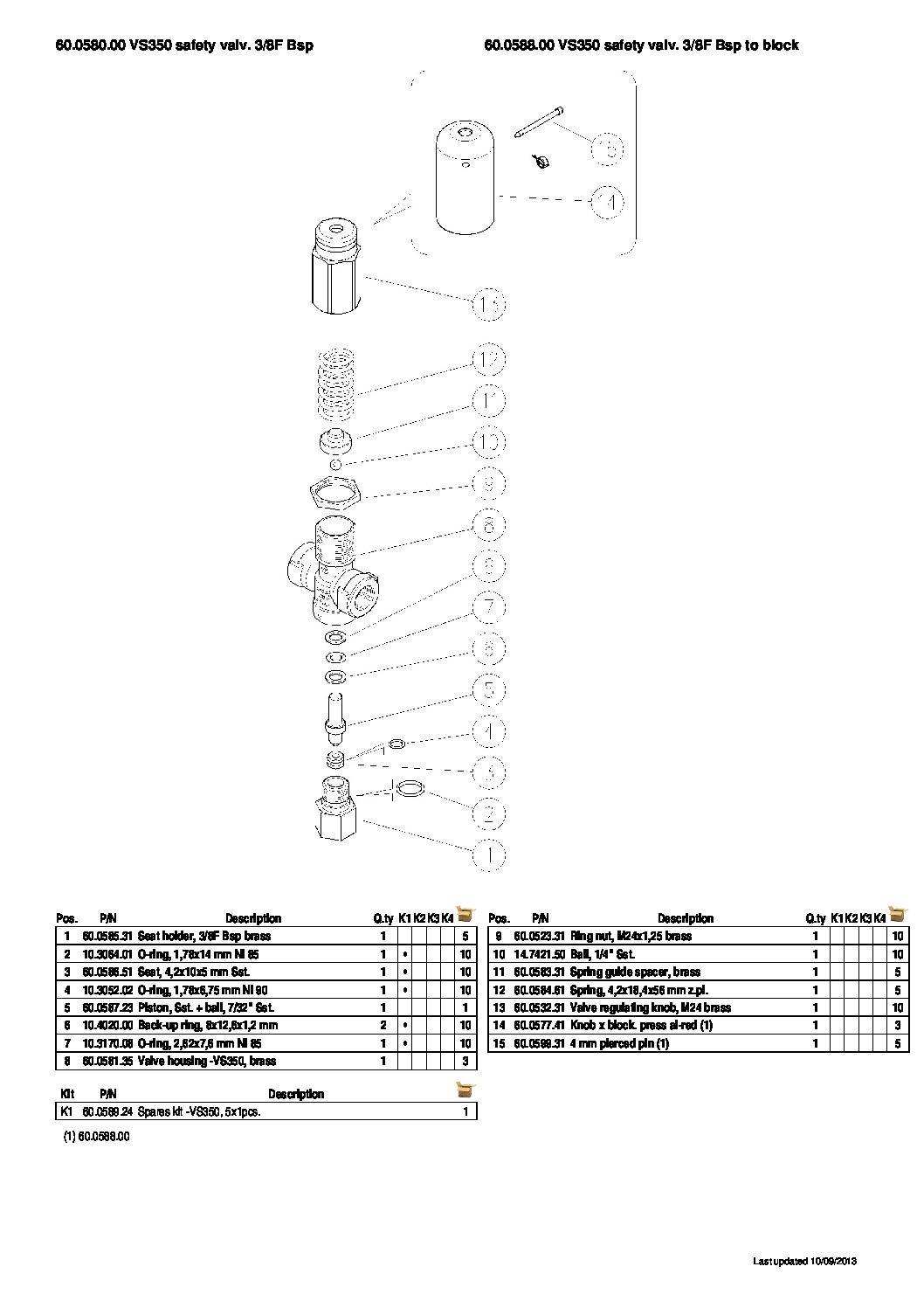 PA VS350 Safety Valve parts breakdown