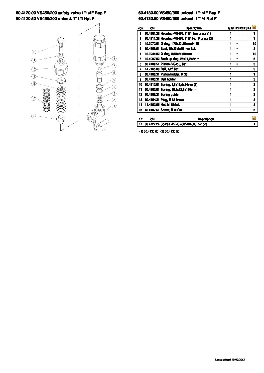 PA VS450 safety valve parts breakdown
