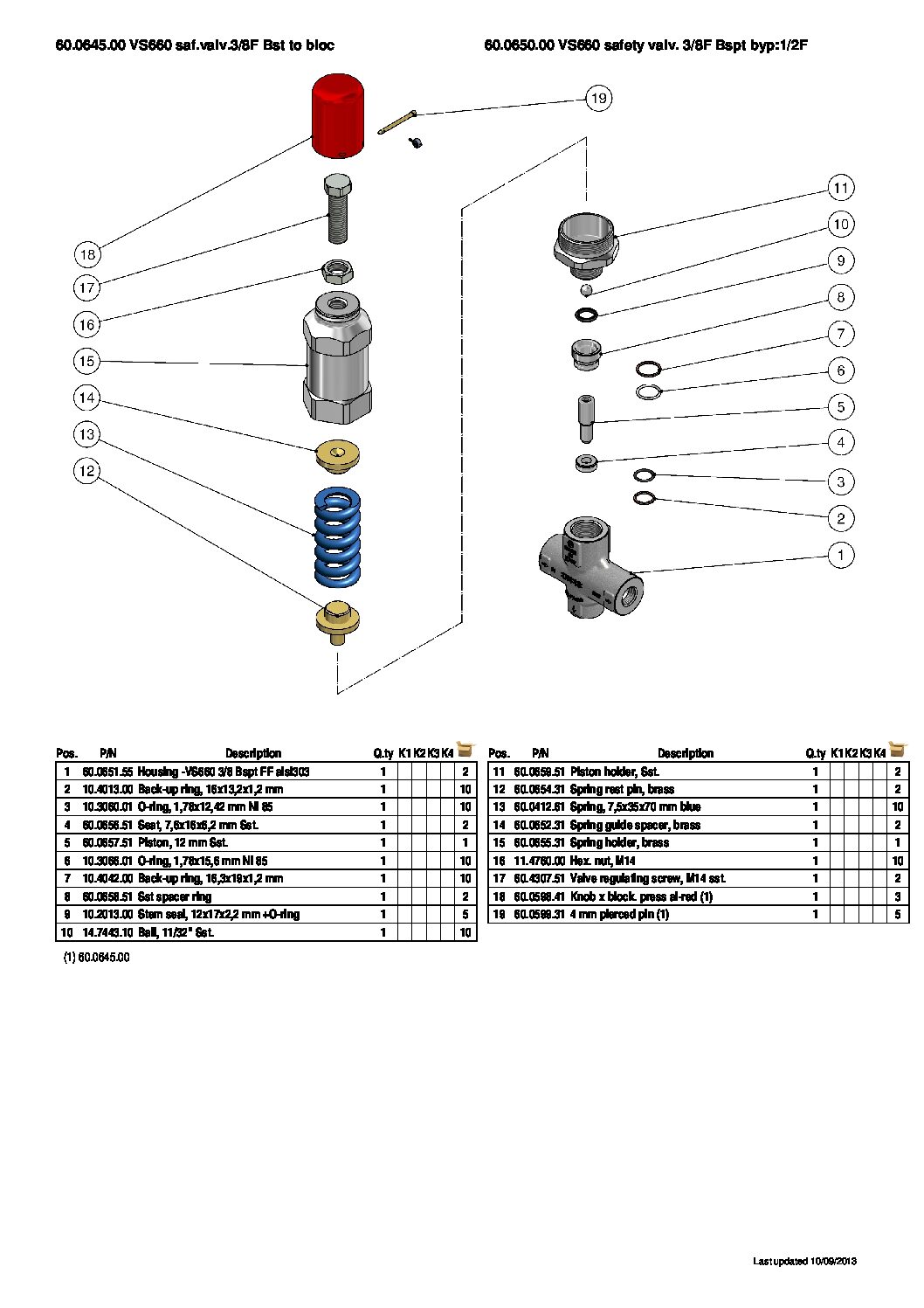 PA VS660 safety valve parts breakdown
