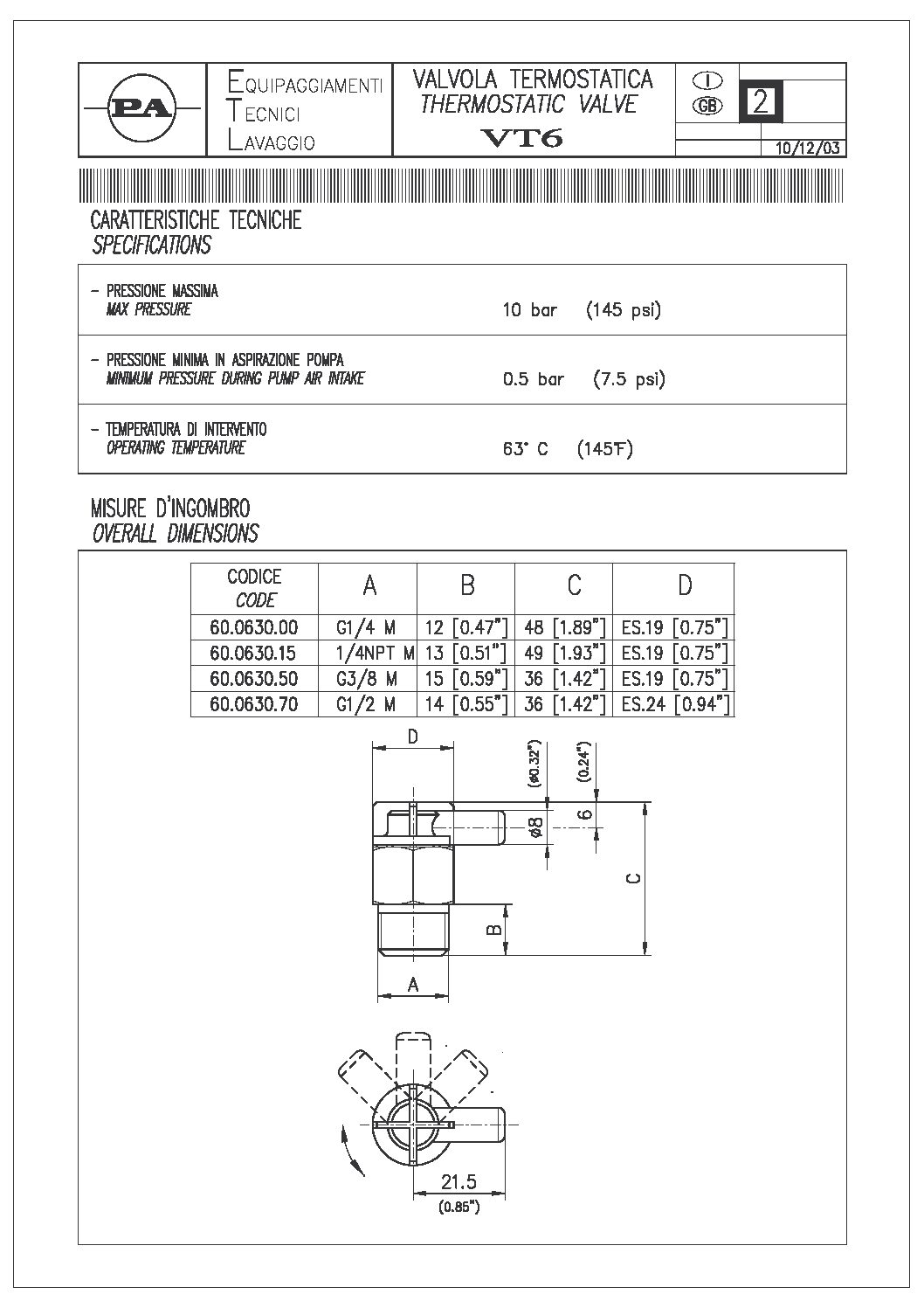 PA Thermal Protection Valve technical manual