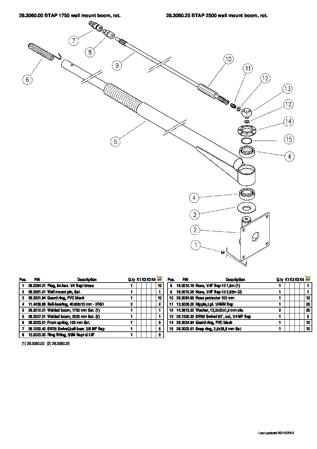 PA Wall Mounted Ceiling Boom parts breakdown