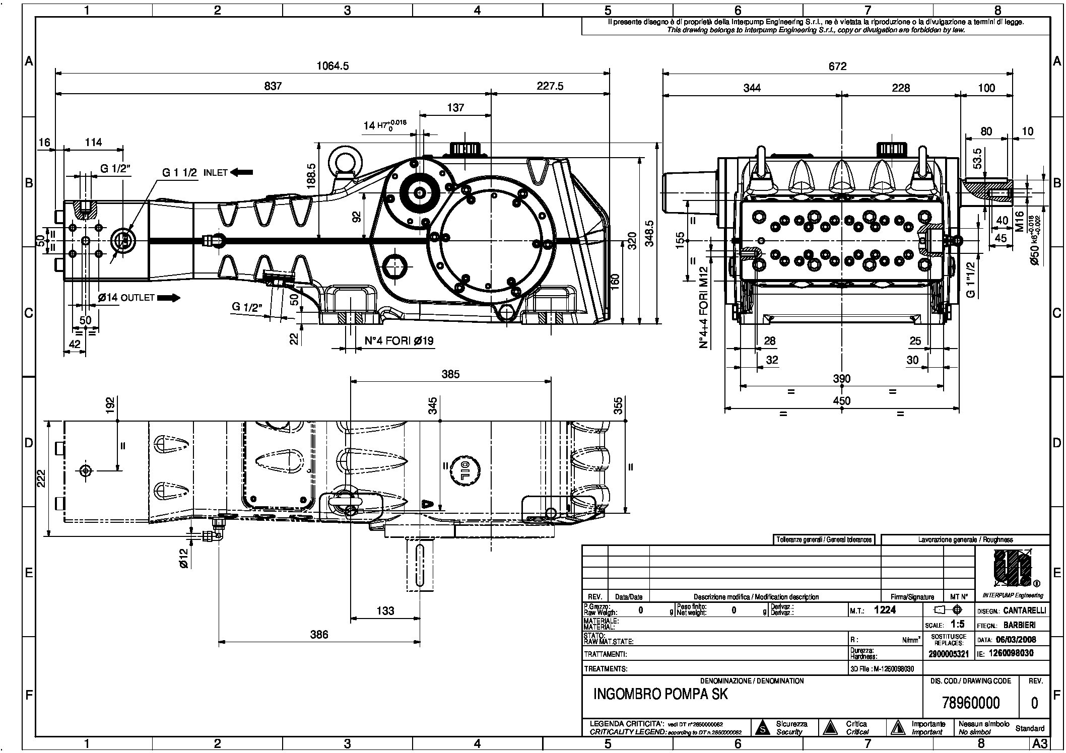 Pratissoli SK Series Plunger Pumps Drawings