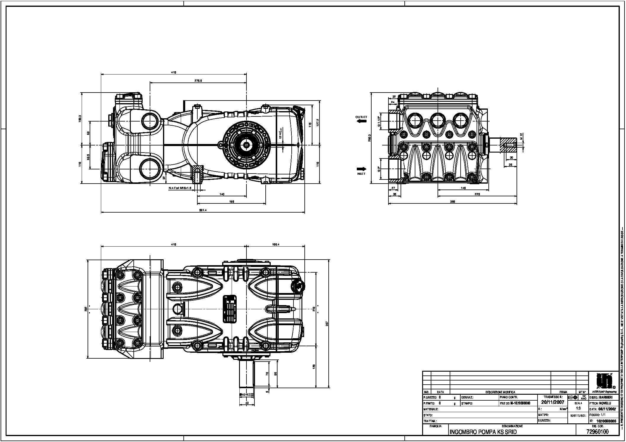 Pratissoli KS Series Plunger Pumps Drawings