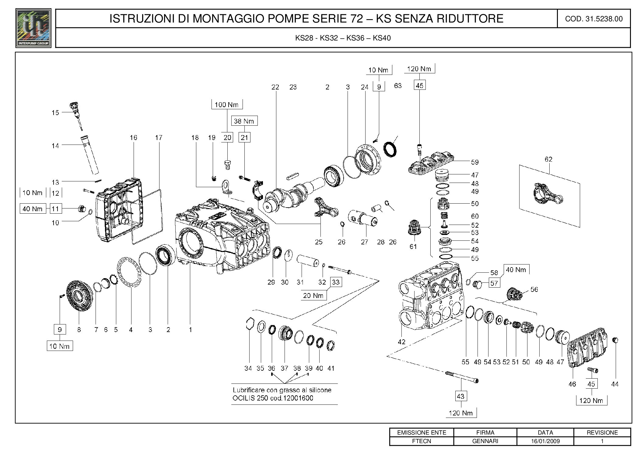 Pratissoli KS Series Plunger Pumps Torque Specs.