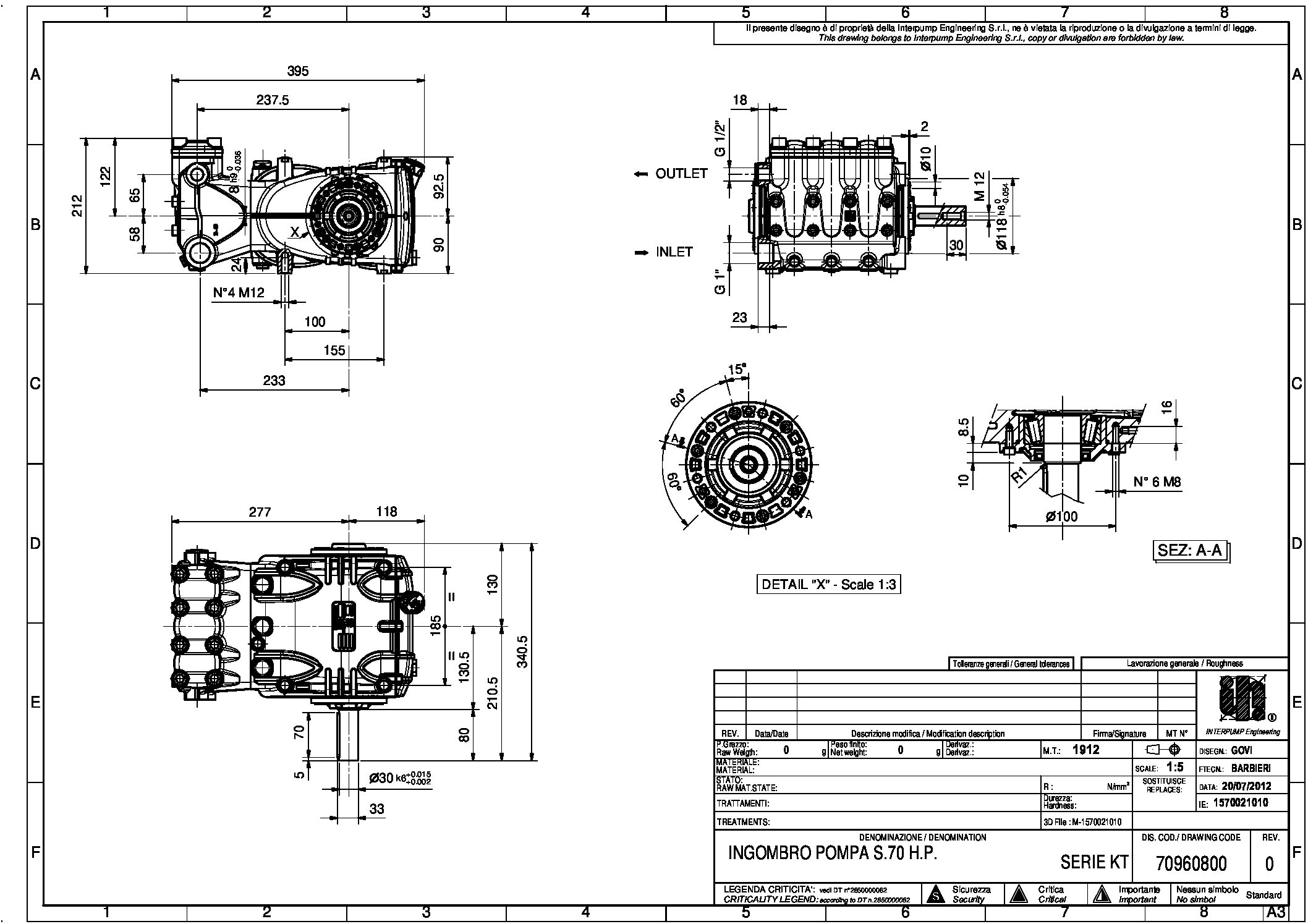 Pratissoli KT HP Series Plunger Pumps Drawings