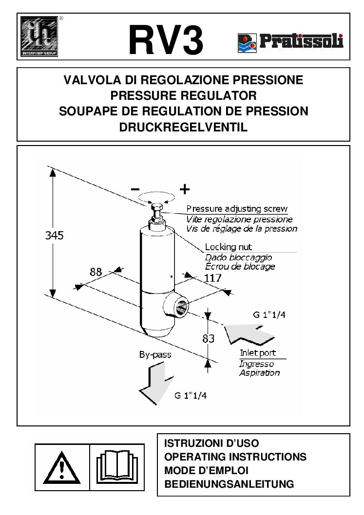 Pratissoli RV3 Regulating valve user manual