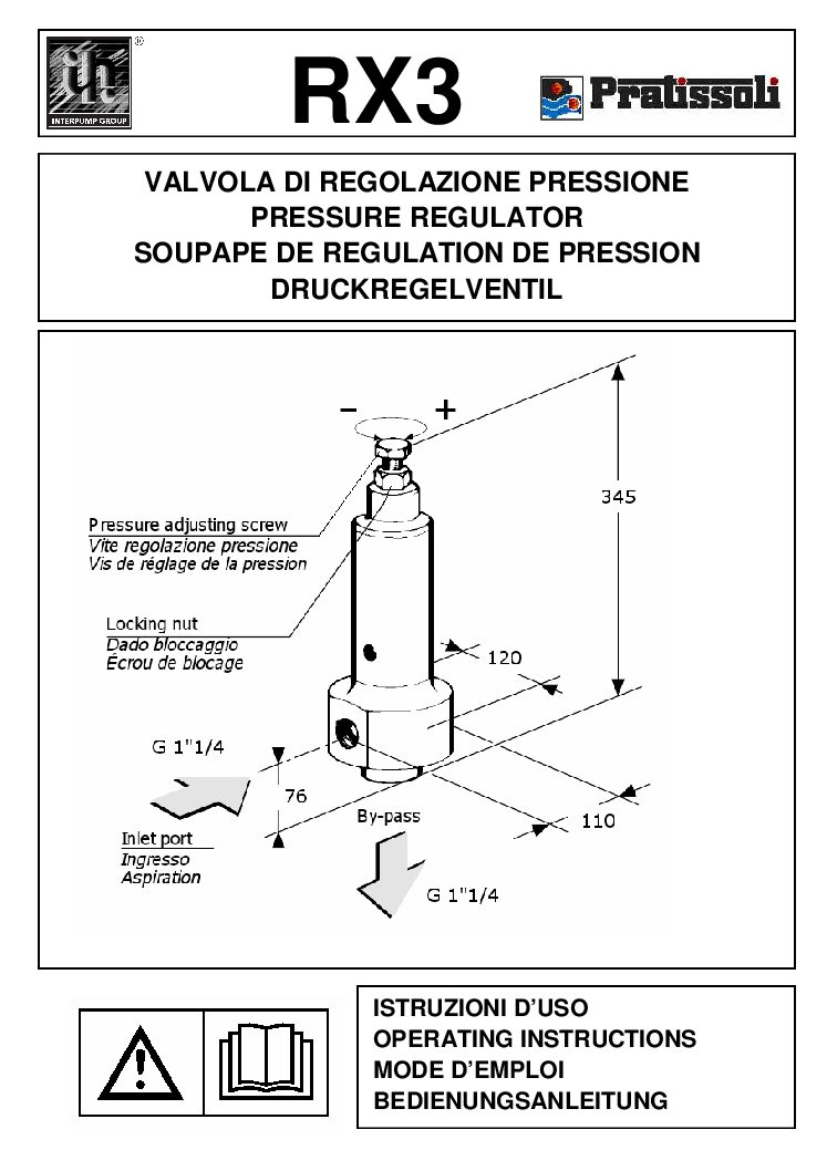 Pratissoli RX3 Regulating valve user manual