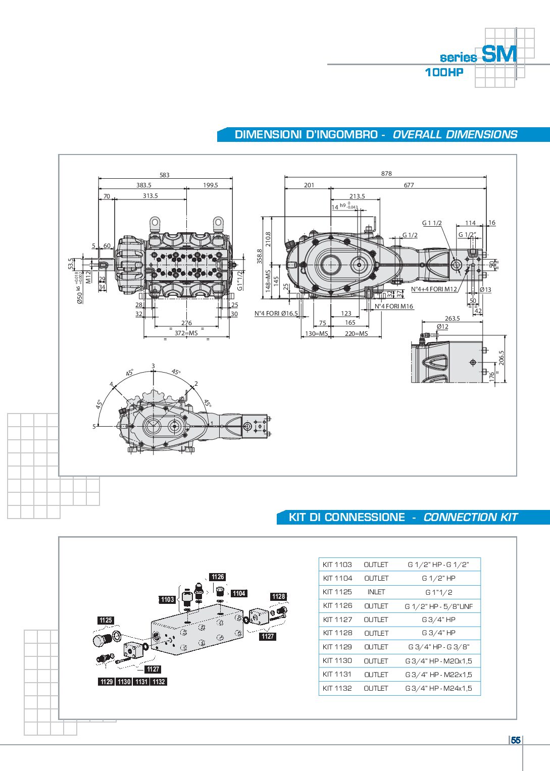 Pratissoli SM Series Pump Dimensions