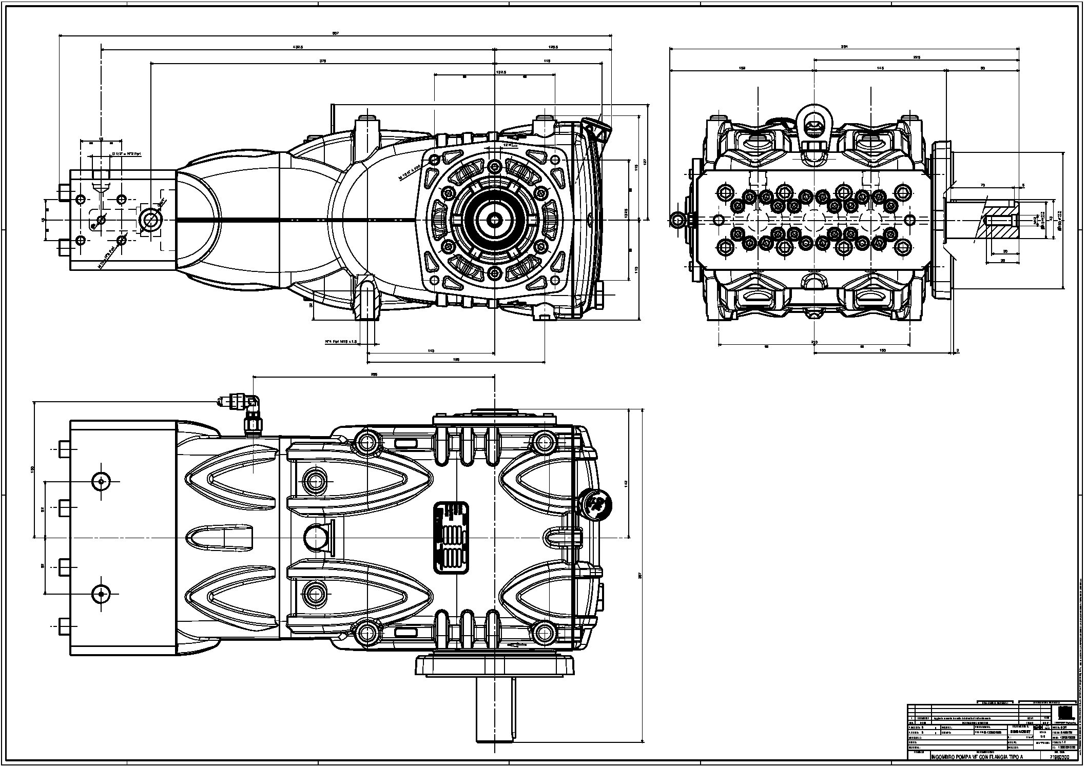 Pratissoli VF Series Plunger Pumps Drawing