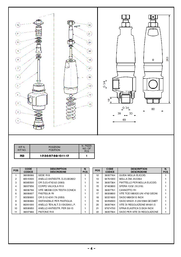 Pratissoli R1X Regulating valve parts breakdown