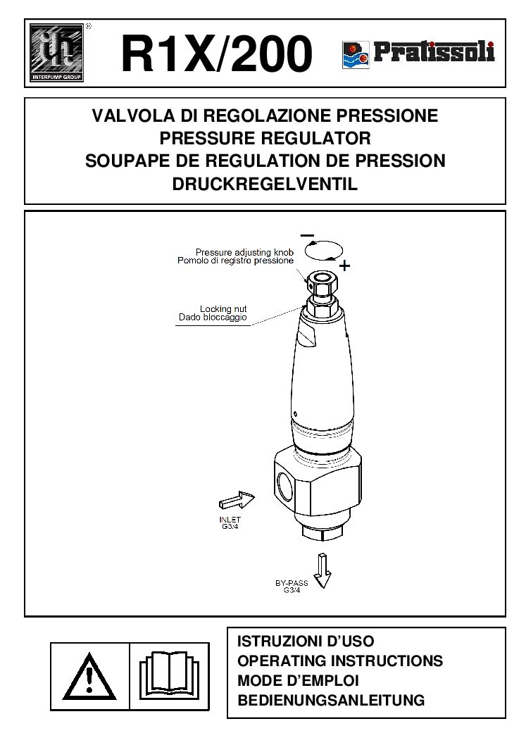 Pratissoli R1X Regulating valve user manual