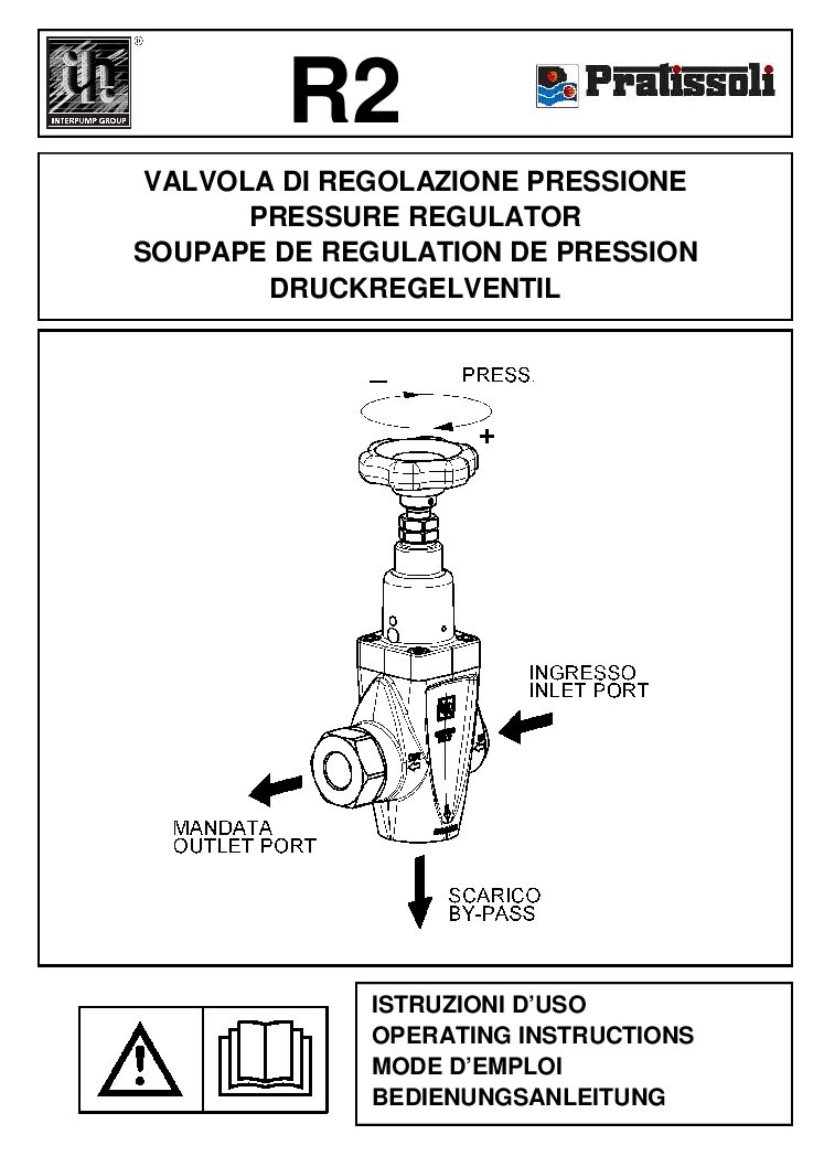 Pratissoli R2 Regulating valve user manual