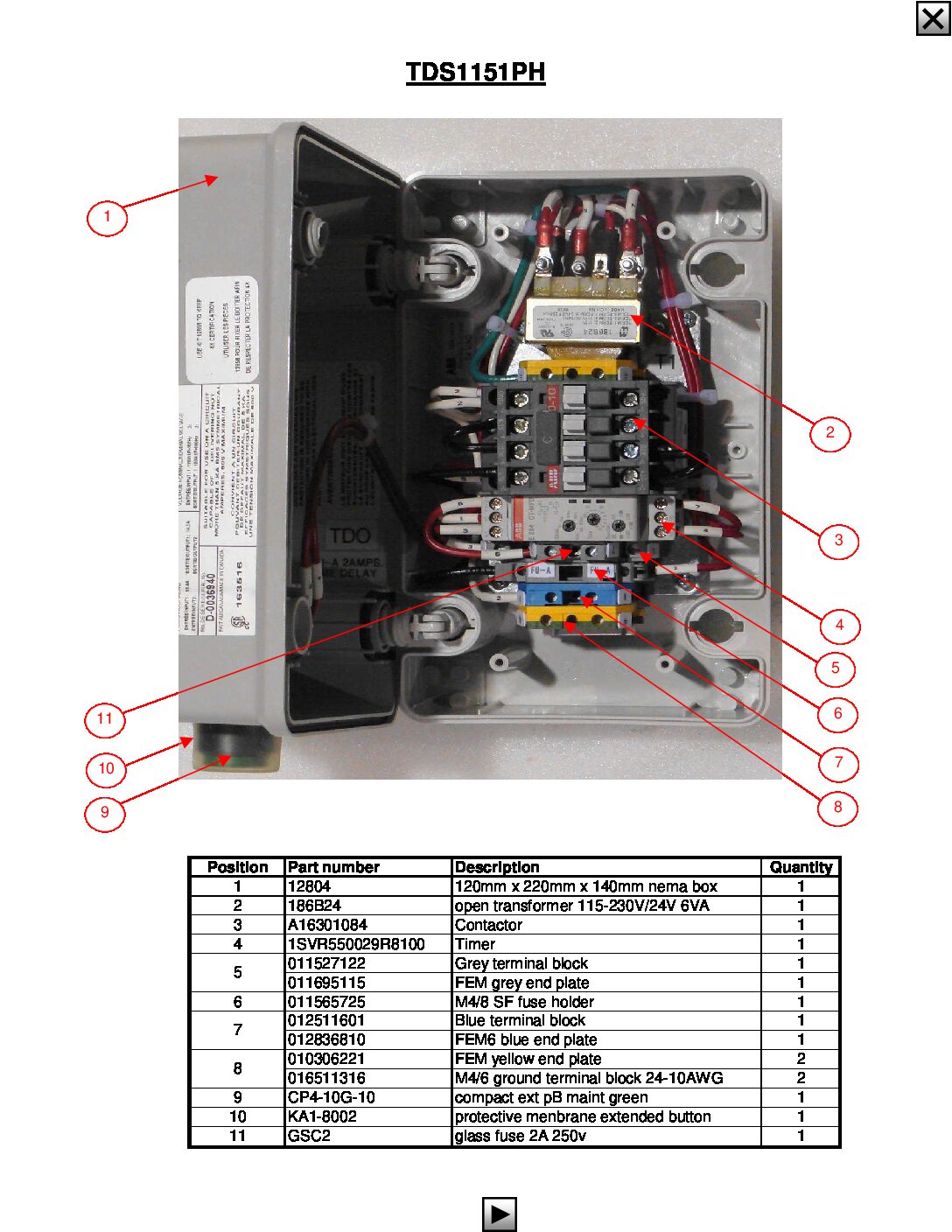 TDS1151PH Parts Breakdown