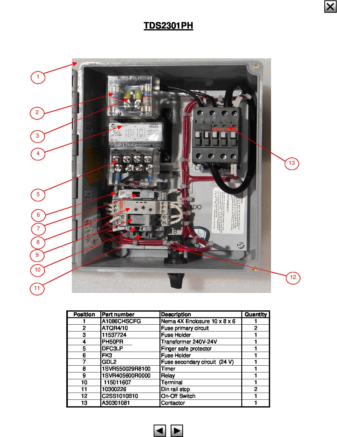 TDS2301PH Parts Breakdown