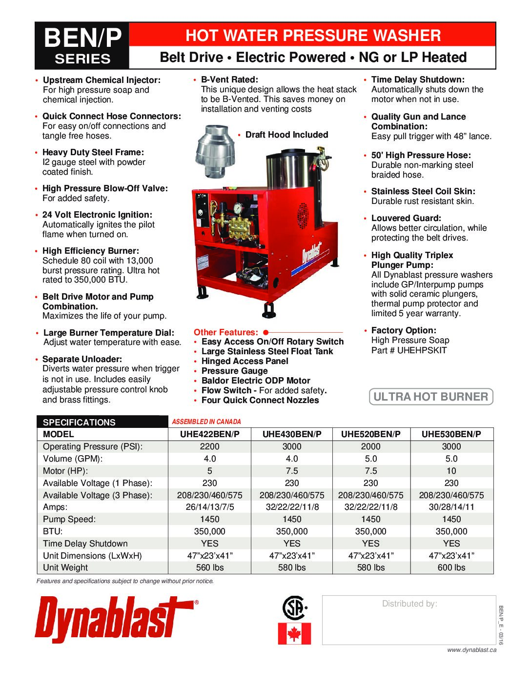 Dynablast UHE430BEN/P Hot Water Pressure Washer