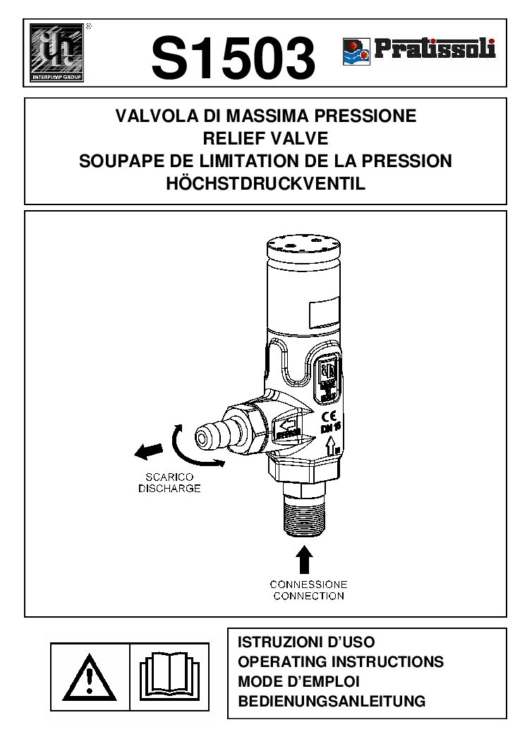 Pratissoli S1503 Safety Valve user manual