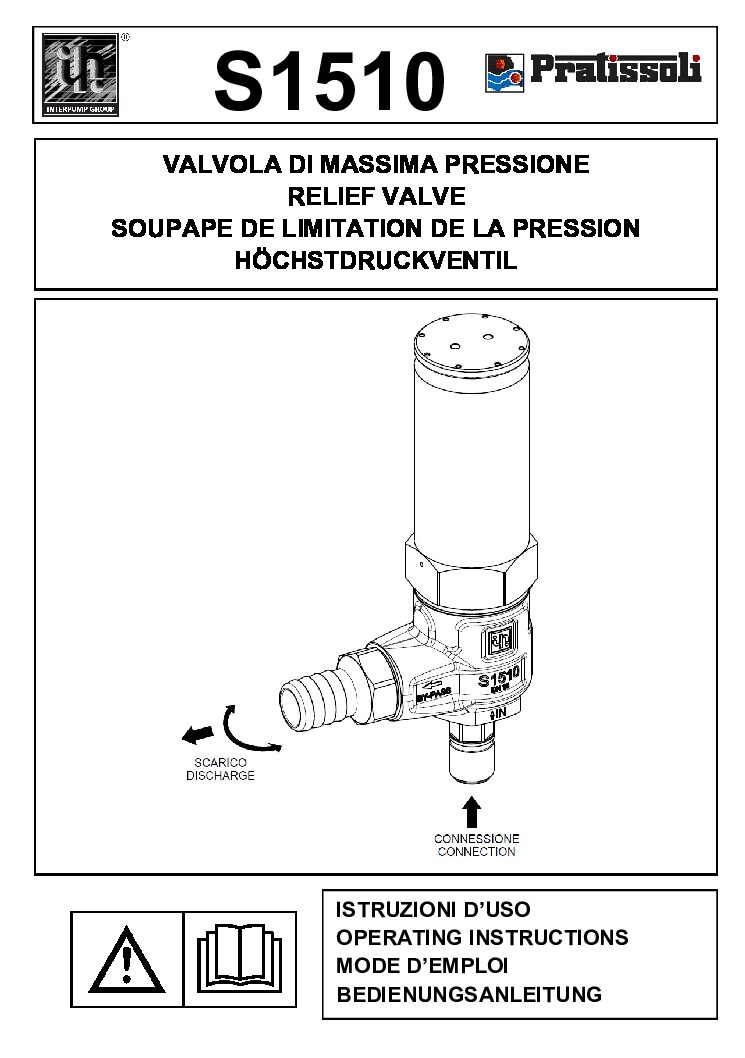 Pratissoli S1510 Safety Valve user manual