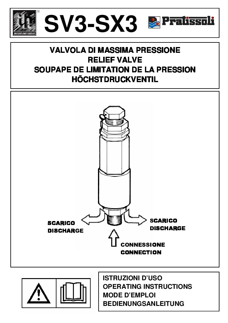 Pratissoli SV3 Safety Valve user manual