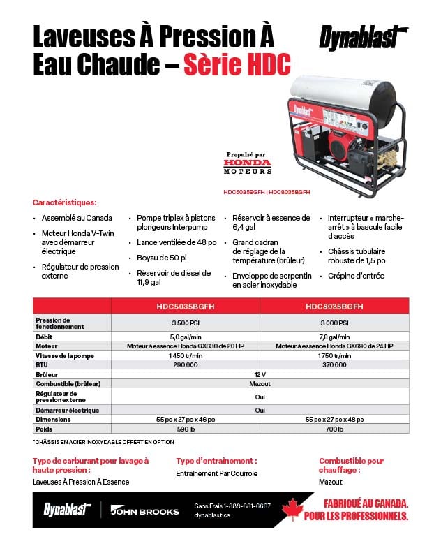 Dynablast Spécs série HDC à essence