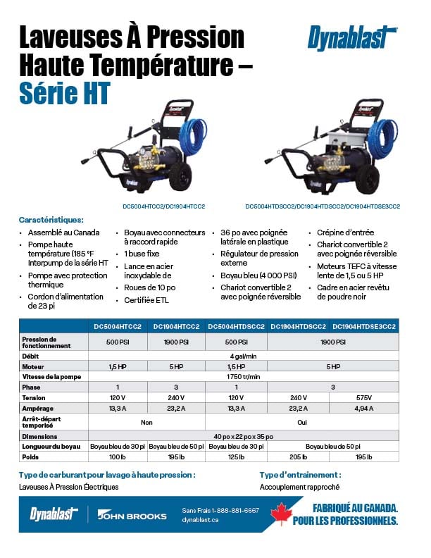 Dynablast Spécs série HT électriques