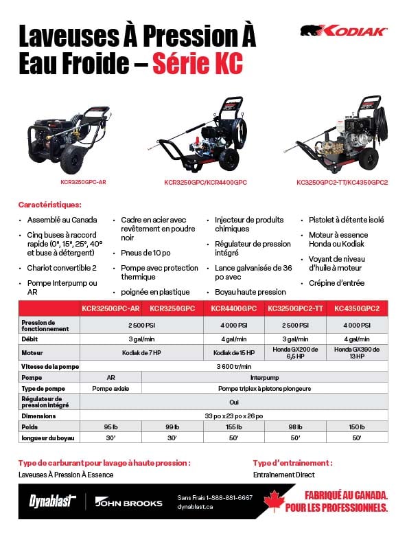 Kokiak Spécs série KC à essence