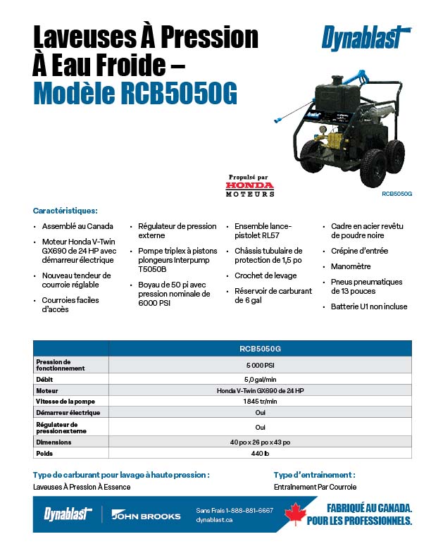 Dynablast Spécs RCB5050G à essence